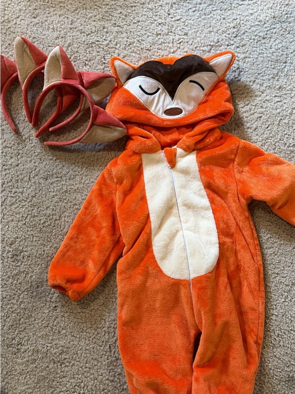 Kids Orange Fox One-Piece Costume Hoodie